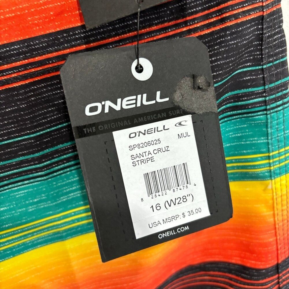 O’Neill Boys Santa Cruz Board Shorts Swim Trunks Multi Stripe Size 16 NWT - Picture 5 of 10